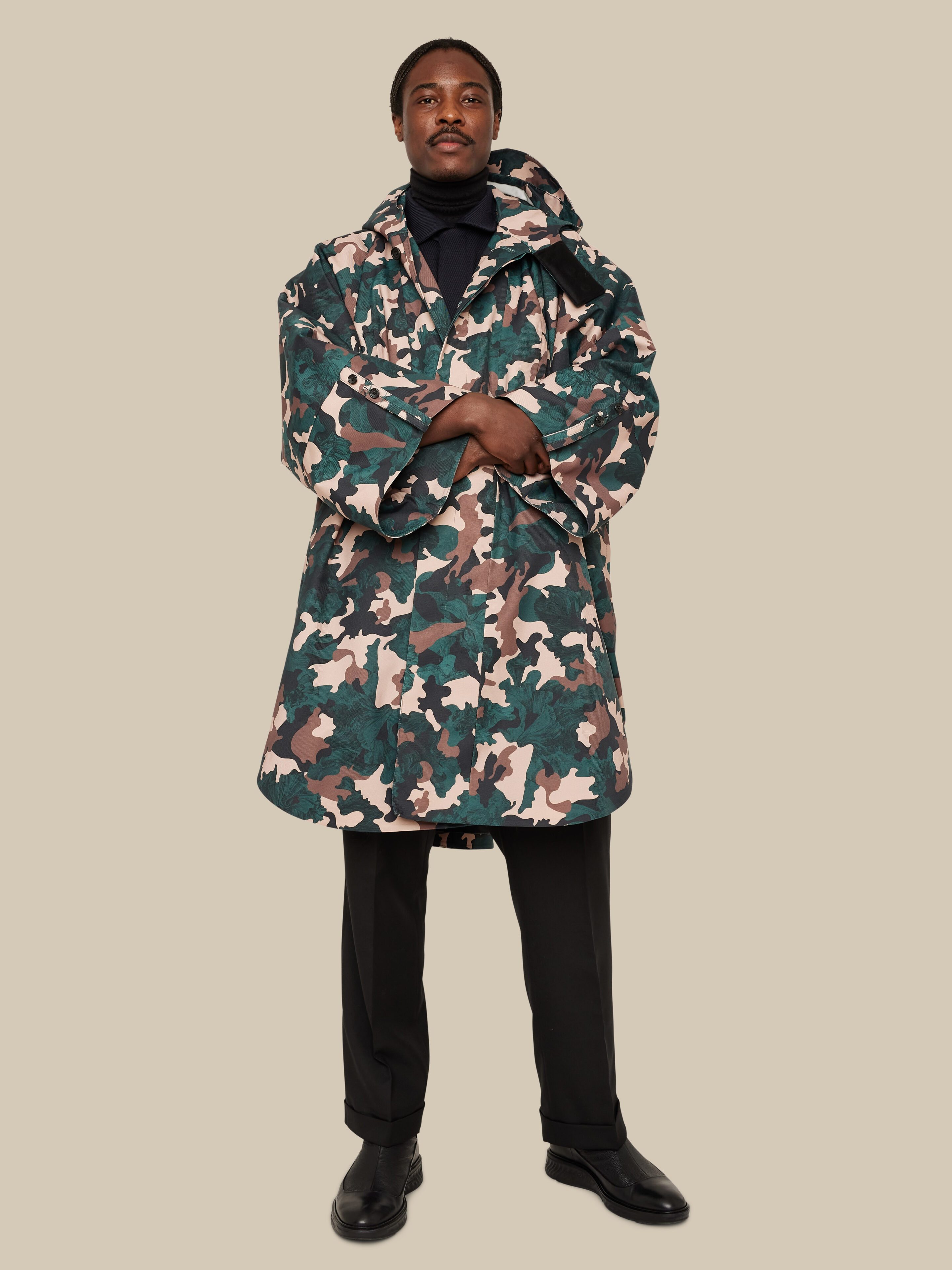 Raincho Unisex / hopsack-camo-green
